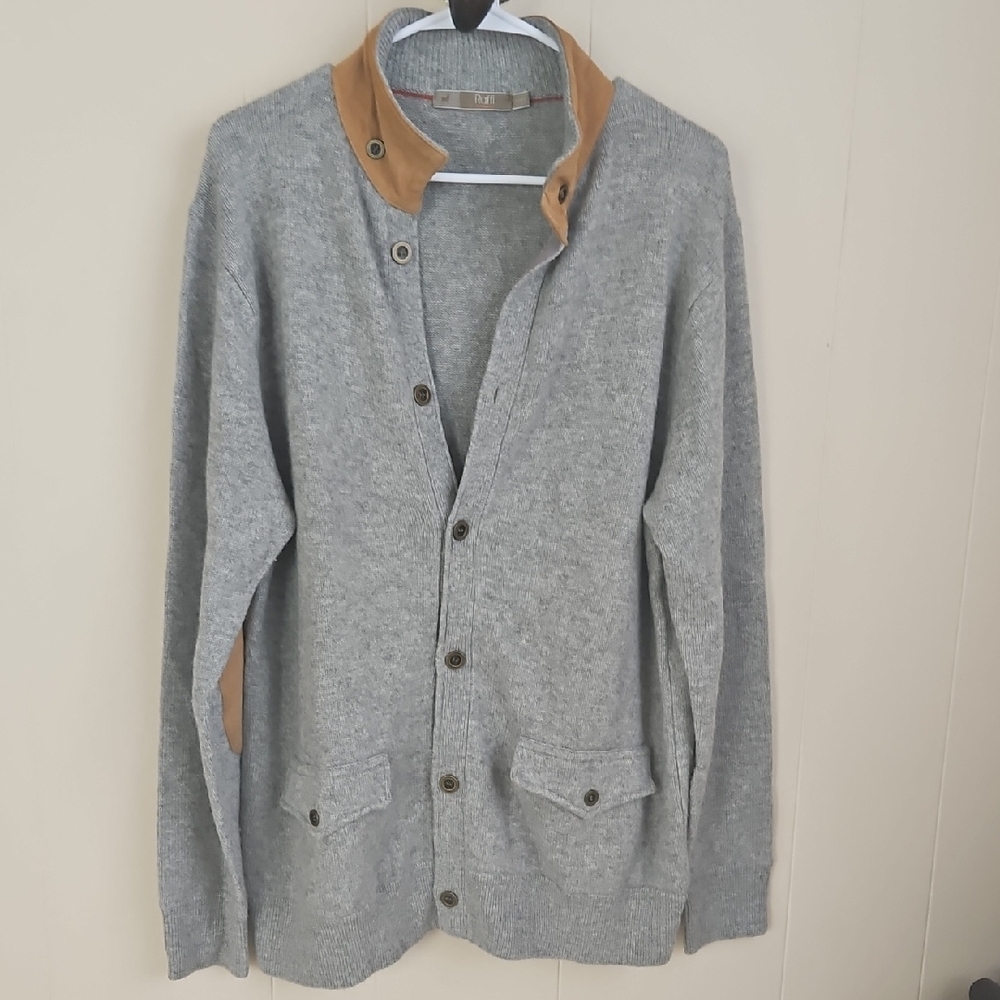 Raffi Gray and Tan Cardigan Sweater